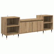 Helloshop26 - Meuble TV rectangulaire moderne 160 x 35 x 55 cm avec 4 étagères et 2 portes en bois d'ingénierie chêne artisanal 02_0052782 - Bois