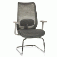 Piétement luge / Siège visiteur MILESTON V résille / Tissu gris hjh OFFICE - gris polyester 751016