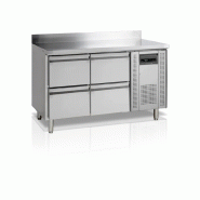 Table réfrigérée gn1/1 inox 4 tiroirs et dosseret - 1360x700x980 mm - PCK7240