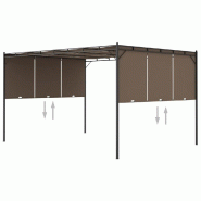 VidaXL Belvédère de jardin avec rideau latéral 4x3x2,25 m Taupe Modèle Atlas Métal - marron 312264