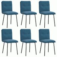 VidaXL Chaises à manger lot de 6 bleu velours Modèle Zorvane - 3315689