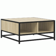 VidaXL Table basse chêne sonoma 60,5x60,5x30cm bois d'ingénierie/métal Modèle Liberté Moderne - 848765