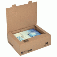 Boîte colis poste fermeture languettes 325x240x105mm brun
