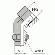 Coude orientable femelle tournant NPSM (cylindrique) x mâle SAE 45° - Cône 60° - 1/4' , 10.99 , 9/16' , 14.28