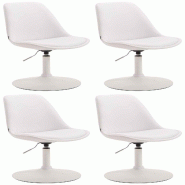Décoshop26 - Lot de 4 chaises de salle à manger pivotante hauteur réglable en PVC blanc et pied trompette en métal blanc 10_0008514 - blanc métal