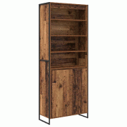Helloshop26 - Lot de 2 armoires hautes rectangulaires modernes d'usage intérieur rangement pratique 79 x 36 x 200 cm en bois ancien 02_0056107 - Bois