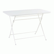 Helloshop26 - Table de jardin pliante 110 x 70 x 71 cm acier laqué blanc 03_0011033 - blanc acier 3000225539610