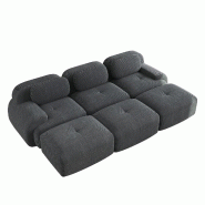 Merax Canapé modulaire en corde 3 places avec 3 tabourets, canapé nuage sans cadre, près du sol avec assise profonde, peut également être utilis�_0
