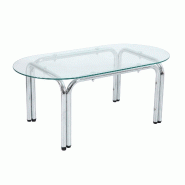 Oviala Business Table à manger ovale en métal et verre trempé 6 places transparent, L 160 x l 90 x h 75 cm Oviala - transparent verre 115773