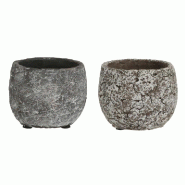 Pots ronds effet pierre gris  Ø8 x H6,5cm - par 2_0