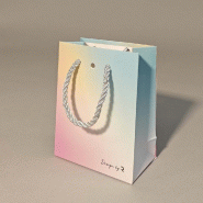 Sac luxe Arc-en-ciel poignées cordelieres blanc 11x6x14 cm - par 12
