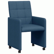 VidaXL Chaises de Salle à Manger avec Roues 2 pcs Bleu 58 x 65 x 94 cm Modèle Raffiné Plus - 42017837