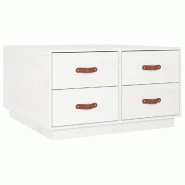 VidaXL Table basse Blanc 80x80x45 cm Bois massif de pin Modèle Jardin Chi Plus - 821518
