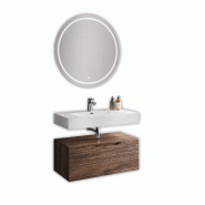 AQA Design Composition de salle de bain en MDF 3 pièces SOLMIRA chêne rio L.100 P.45 H.190 MPSO55-L1-RR - marron Bois manufacturé MPSO55-L1-RR