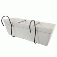 ArtPlast - Jardinière de balcon 7,5 L avec crochet incurvé 39x16,1x16 cm, blanche - Collection LOLEGO FLY SQUARE - blanc plastique polypropylène ZA