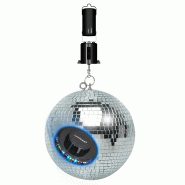 Boule à Facettes Argentée 40cm FXLab avec deux points de suspension - Mirroir Poli + Moteur à piles, Lumière OVNI - 3666638037046
