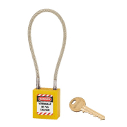 Cadenas de consignation loto lockout tagout 38 mm câble inox gainé ø 6 x 240 mm - 1 clé jaune