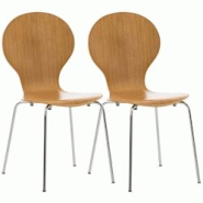 Décoshop26 - Lot de 2 chaises de cuisine salle à manger empilables dossier arrondi en bois chêne et métal chromé 10_0003091 - 3000251390025 Décoshop26 - Lot de 2 chaises de cuisine salle à manger empilables dossier arrondi en bois chêne et métal chromé 10_0003091 - 3000251390025