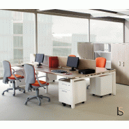 Ensemble de 4 bureaux Bench ECO - Mobel Linea - 180, Blanc, Anthracite_0