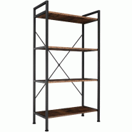 Helloshop26 - Grande étagère bibliothèque au look industriel/ vintage 4 niveaux 121,5 cm marron  08_0000278 - 3000956599785