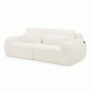 Merax Canapé 2 places avec port de chargement USB et poche latérale, mousse à haut rebond, velours, beige - beige W3358S00079