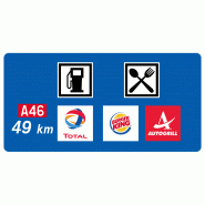 Panneau directionnel D48c - Aire de service autoroute avant bifurcation - gamme Innov - WP Signalisation Panneau directionnel D48c - Aire de service autoroute avant bifurcation - gamme Innov - WP Signalisation