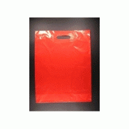 Sac plastique poignées découpées rouge 51? 35x45+5 cm