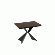 Stones Table d'appoint ronde fixe 120 cm, plateau en céramique effet marbre noir et structure en métal noir, design minimaliste - Table moderne - no