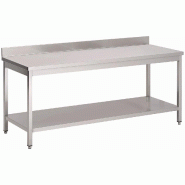 Table inox avec étagère basse et dosseret 1200 x 700 x 880mm - PGN132