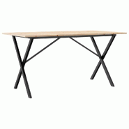 VidaXL Table à manger cadre en X 140x80x75 cm bois de pin massif acier Modèle Polaris Horizon Plus - 3282698