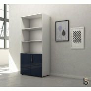 Armoire haute mixte à portes battantes Luxury - Ofitres - Bleu_0