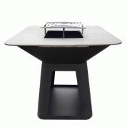 Brasero AHL en acier galvanisé finition noire avec plancha carrée 100cm - noir acier AHL-BG9