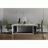 Bureau bench 2 personnes Star avec meubles de rangement - Mobel Linea. - Blanc Pastel, 160_0