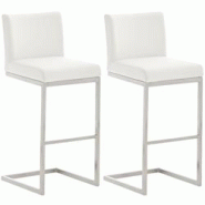 CLP Ensemble de 2 tabourets de bar Paros en similicuir Blanc - blanc polyester 317281