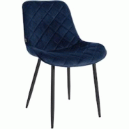 Décoshop26 - Chaise de salle à manger cuisine x1 assise en velours bleu et pieds en métal noir 10_0001490 - bleu 3000250507363 Décoshop26 - Chaise de salle à manger cuisine x1 assise en velours bleu et pieds en métal noir 10_0001490 - bleu 3000250507363