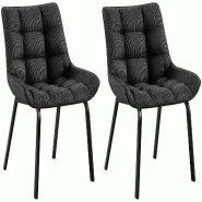 Décoshop26 - Lot de 2 chaises de salle à manger en tissu gris titane généreusement rembourrée piètement en métal noir 10_0007571 - gris métal