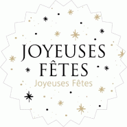 Etiquette cadeau adhésive Joyeuses Fêtes blanc et étoiles Ø35mm par 500