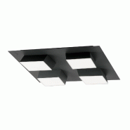 Fabas Luce Plafonnier Led Carré Lucas 48 W 4160 Lm 3000 K Anthracite - Structure En Métal Et Méthacrylate, Dimmable Avec Coupure De Phase, Design M