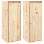 Helloshop26 - Lot de 2 armoires murales bois de pin massif rangement décoration 30 x 30 x 80 cm en bois naturel 02_0048095 - Bois massif 3000235110120