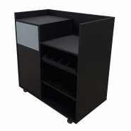 LIGNE CHR Otalys monte - desserte basse avec poubelle et range couverts - noir - noir Bois massif MCH-751349_NOIR