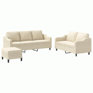 VidaXL Ensemble de canapés 3 pcs avec coussins Crème Tissu Modèle Helios Concept Plus - 3201844