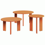 VidaXL Table basse 3 pcs Brun cire Bois massif en pin Modèle Polaris Design - 873564