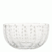 Zafferano Grand Bol Perle En Verre Transparent Artisanal, Design Élégant Pour La Table, Réalisation Manuelle En Pâte De Verre De Qualité Supérie
