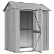 Abri de jardin gris clair 192 x 152,5 x 237 cm en acier galvanisé Modèle AbriRésidence 238 - 8720845888893