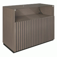 Comptoir vitrine côté bois Vertigo T03 MDF noir et noyer foncé 120x60x93cm