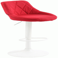 Décoshop26 - Tabouret de bar x1 pivotant hauteur réglable en tissu rouge surpiqûres décoratives cadre en métal blanc 10_0006379 - rouge métal 30