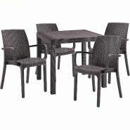 Ensemble de 4 fauteuils avec table carrée en rotin marron - marron plastique polypropylène 8050054388557