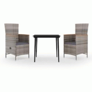 Helloshop26 - Ensemble de salle à manger de jardin meuble extérieur avec coussins 3 pièces gris 02_0014132 - 3000130871539 Helloshop26 - Ensemble de salle à manger de jardin meuble extérieur avec coussins 3 pièces gris 02_0014132 - 3000130871539