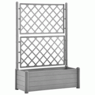 Helloshop26 - Jardinière bac lit surélevé plantes fleurs terrasse jardin avec treillis 100 x 43 x 142 cm PP pierre gris 02_0038221 - 3000214142203 Helloshop26 - Jardinière bac lit surélevé plantes fleurs terrasse jardin avec treillis 100 x 43 x 142 cm PP pierre gris 02_0038221 - 3000214142203