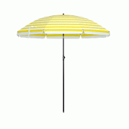 Helloshop26 - Parasol de plage diamètre 2 m ombrelle de jardin protection UPF 50+ inclinable portable résistant au vent baleines en 12_0001760 - mul